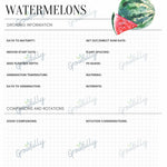 Load image into Gallery viewer, Sample of the growing information printable for Watermelons
