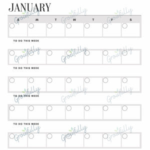 Sample of the January perpetual calendar printable